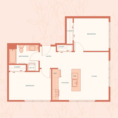 The Warren in Spokane, WA Two Bedroom One Bathroom A Floor Plan